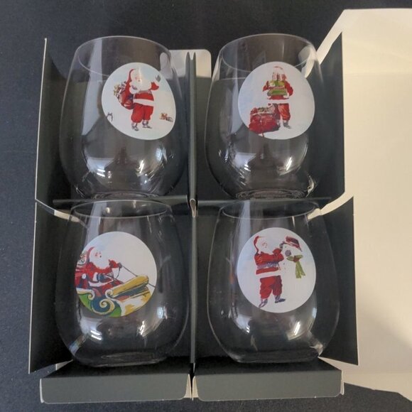 4pk Acrylic Santa Stemless Wine Glasses by Thresho - Picture 1 of 6
